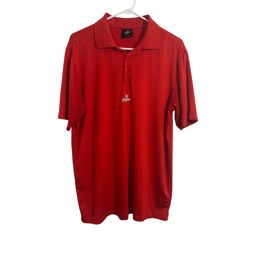 100 Thieves Mens Performance Polo Shirt Red Short Sleeve Embroidered Logo Large